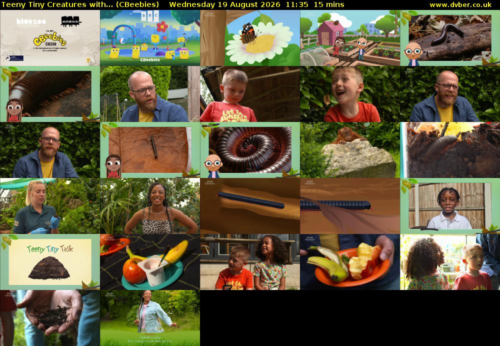 Teeny Tiny Creatures with... (CBeebies) Wednesday 19 August 2026 11:35 - 11:50