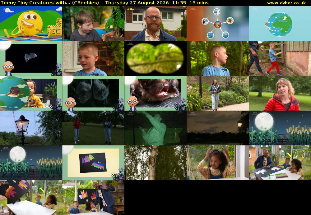 Teeny Tiny Creatures with... (CBeebies) Thursday 27 August 2026 11:35 - 11:50