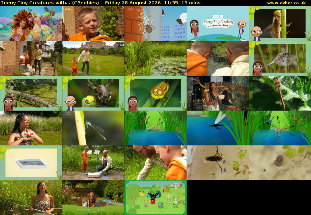 Teeny Tiny Creatures with... (CBeebies) Friday 28 August 2026 11:35 - 11:50