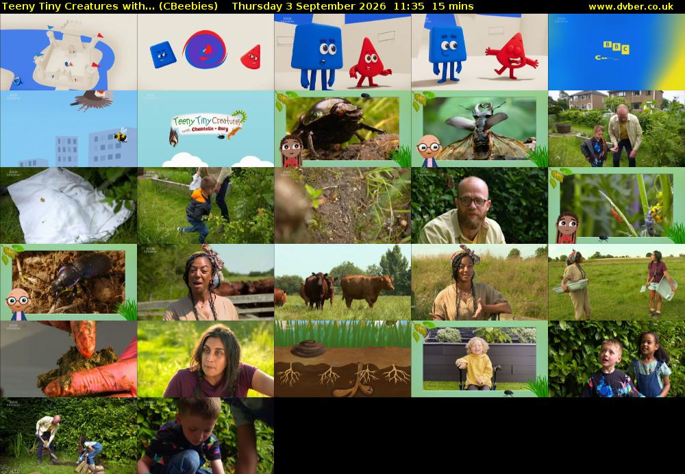 Teeny Tiny Creatures with... (CBeebies) Thursday 3 September 2026 11:35 - 11:50