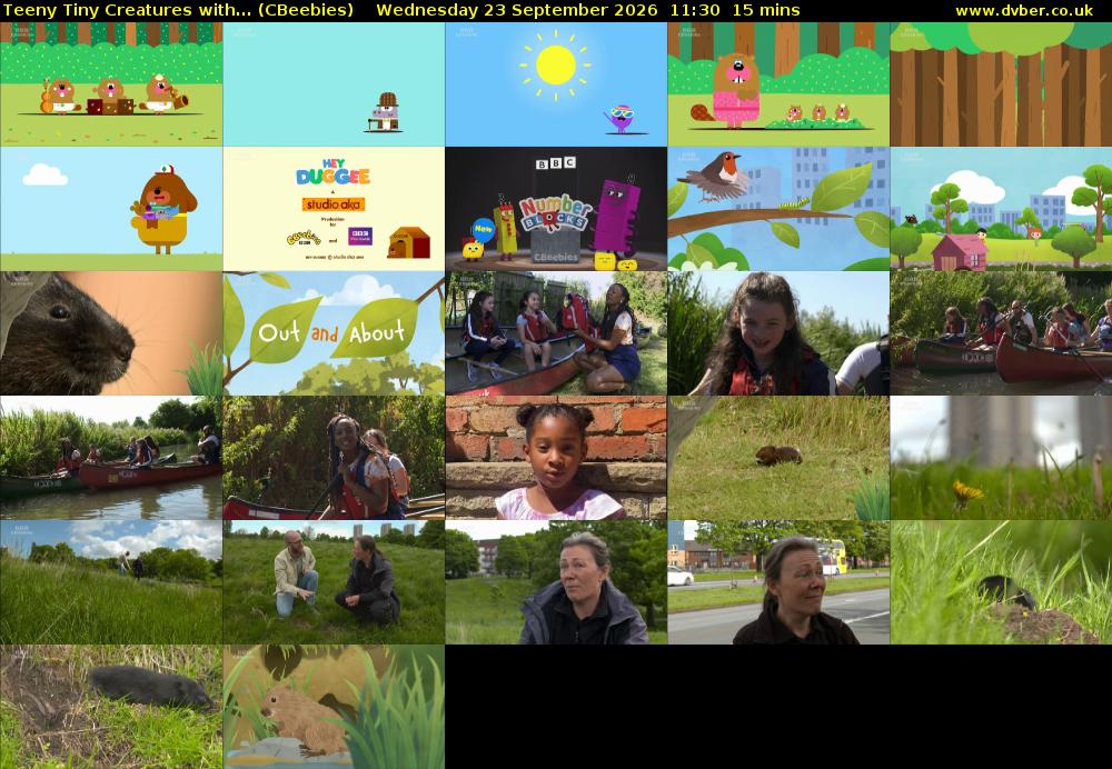 Teeny Tiny Creatures with... (CBeebies) Wednesday 23 September 2026 11:30 - 11:45