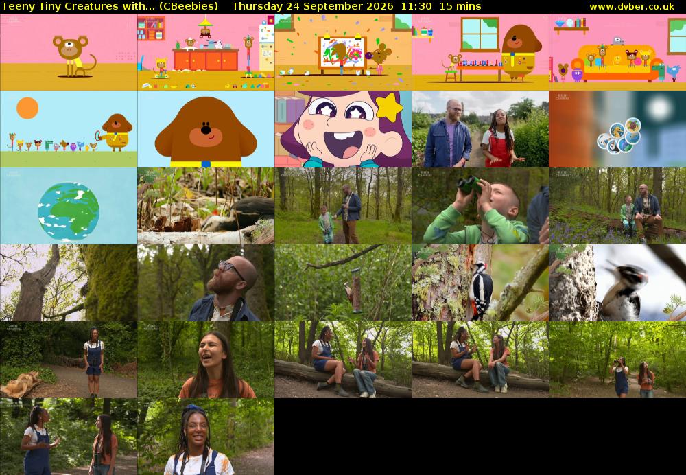 Teeny Tiny Creatures with... (CBeebies) Thursday 24 September 2026 11:30 - 11:45