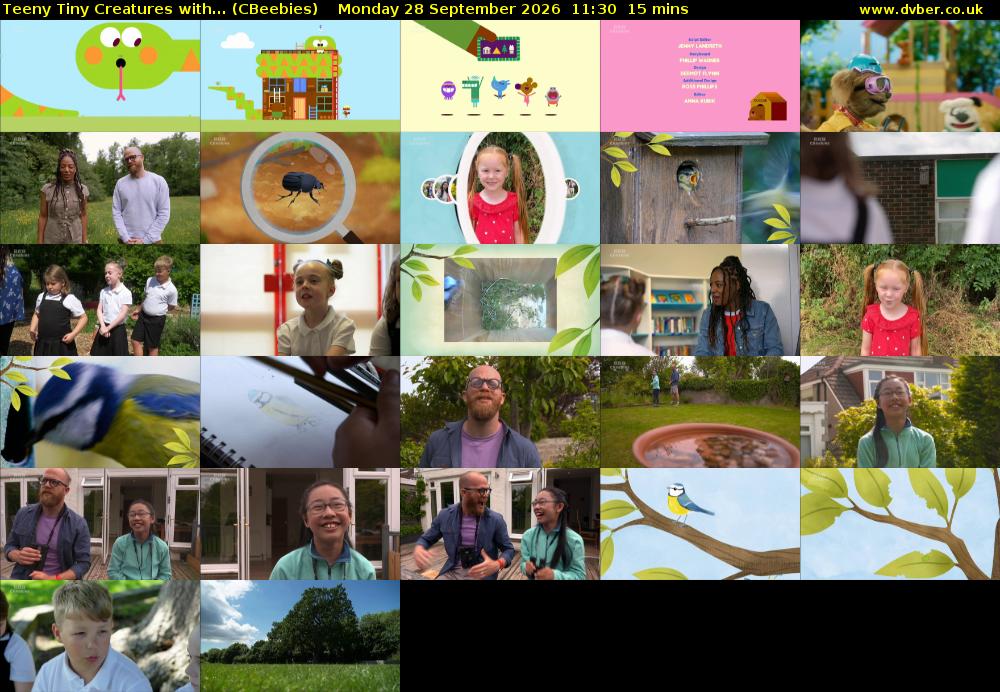 Teeny Tiny Creatures with... (CBeebies) Monday 28 September 2026 11:30 - 11:45