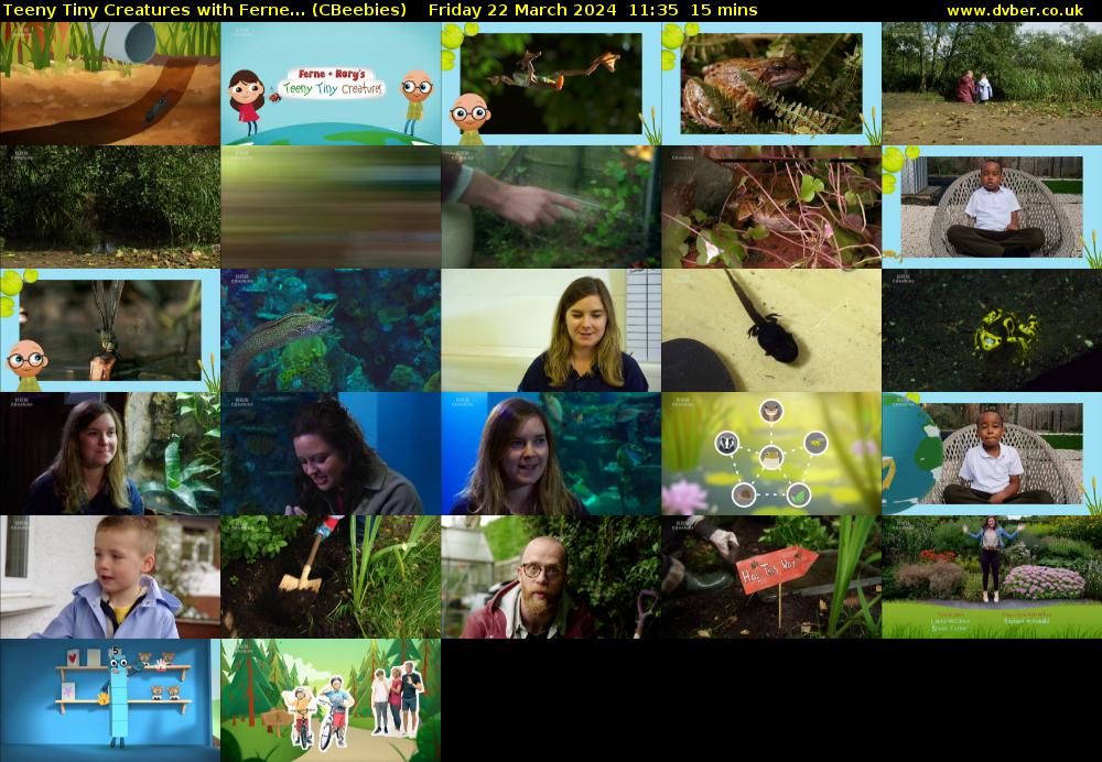 Teeny Tiny Creatures with Ferne... (CBeebies) Friday 22 March 2024 11:35 - 11:50