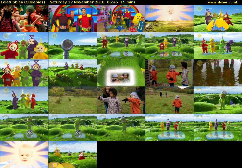 Teletubbies (CBeebies) Saturday 17 November 2018 06:45 - 07:00