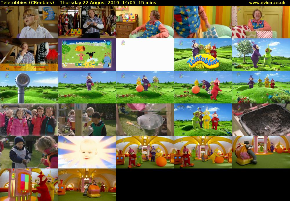 Teletubbies (CBeebies) Thursday 22 August 2019 14:05 - 14:20