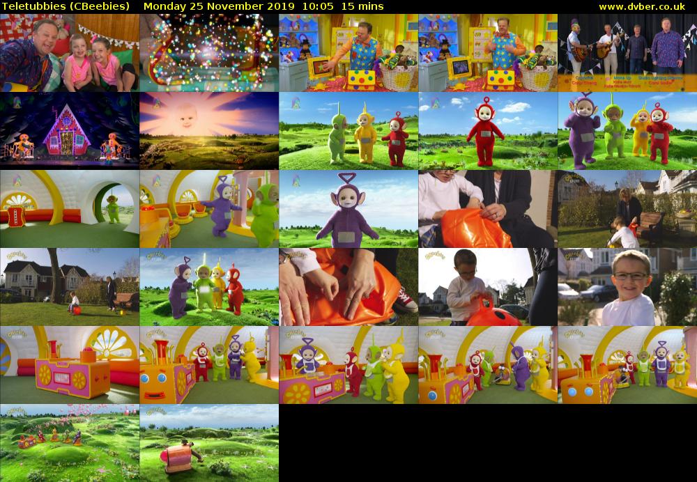 Teletubbies (CBeebies) Monday 25 November 2019 10:05 - 10:20