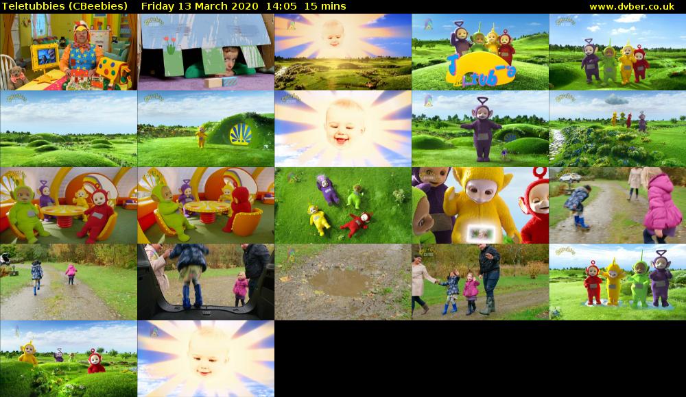 Teletubbies (CBeebies) Friday 13 March 2020 14:05 - 14:20