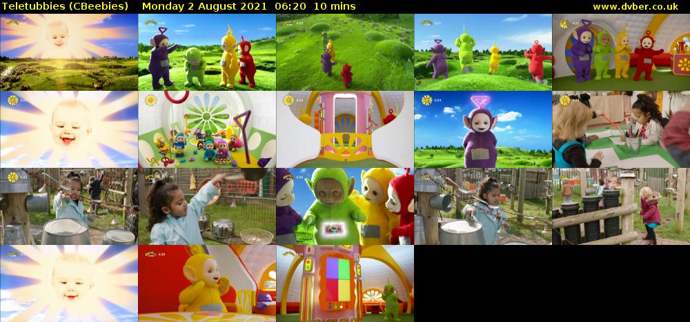 Teletubbies (CBeebies) Monday 2 August 2021 06:20 - 06:30