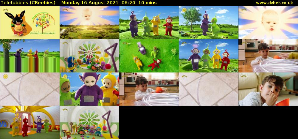Teletubbies (CBeebies) Monday 16 August 2021 06:20 - 06:30