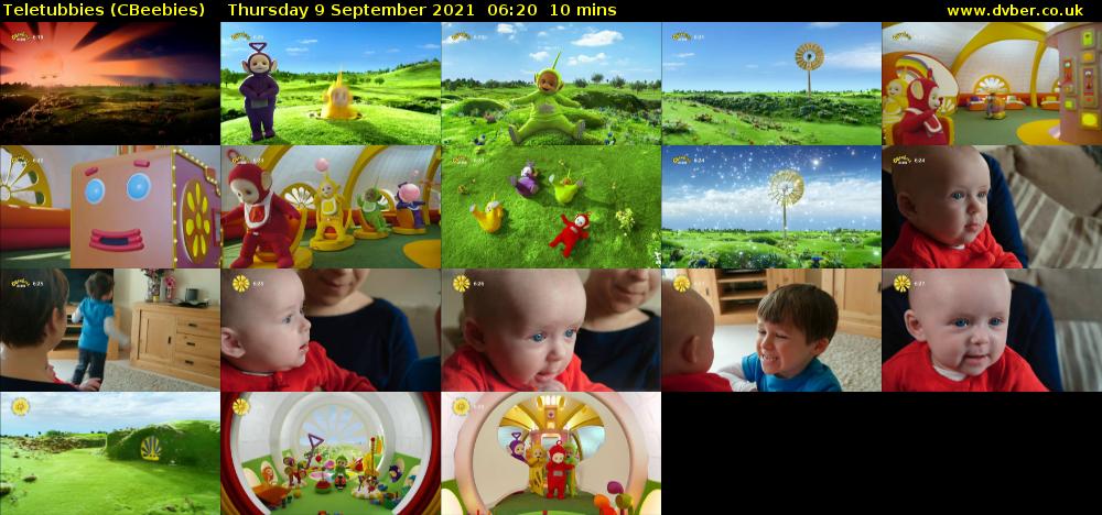 Teletubbies (CBeebies) Thursday 9 September 2021 06:20 - 06:30