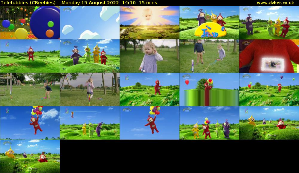 Teletubbies (CBeebies) Monday 15 August 2022 14:10 - 14:25
