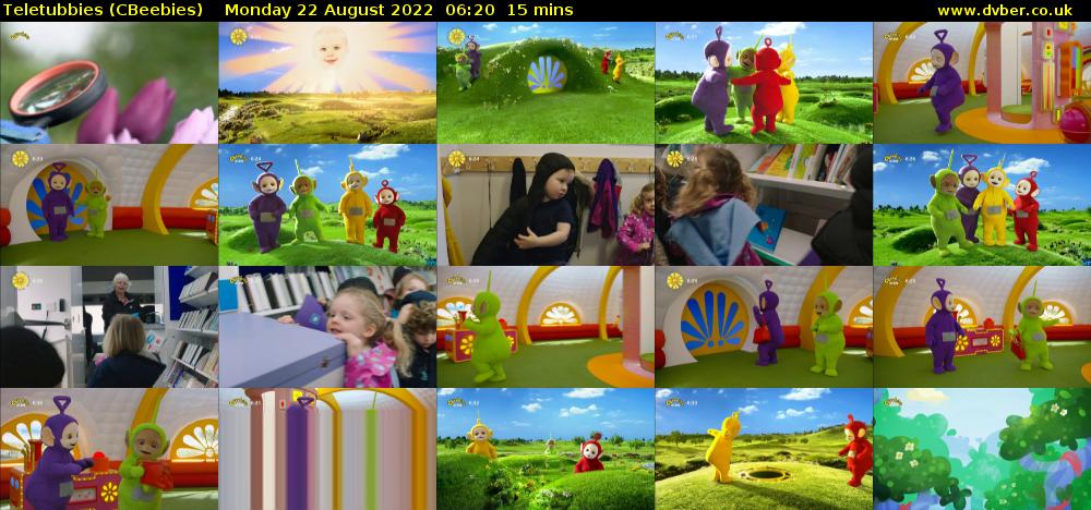 Teletubbies (CBeebies) Monday 22 August 2022 06:20 - 06:35