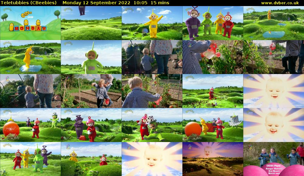 Teletubbies (CBeebies) Monday 12 September 2022 10:05 - 10:20