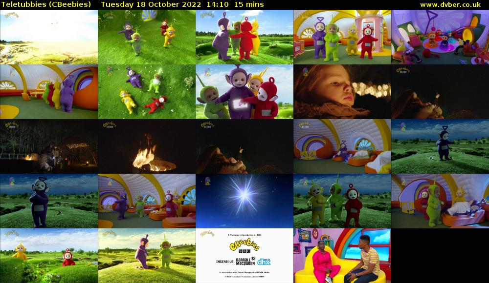 Teletubbies (CBeebies) Tuesday 18 October 2022 14:10 - 14:25