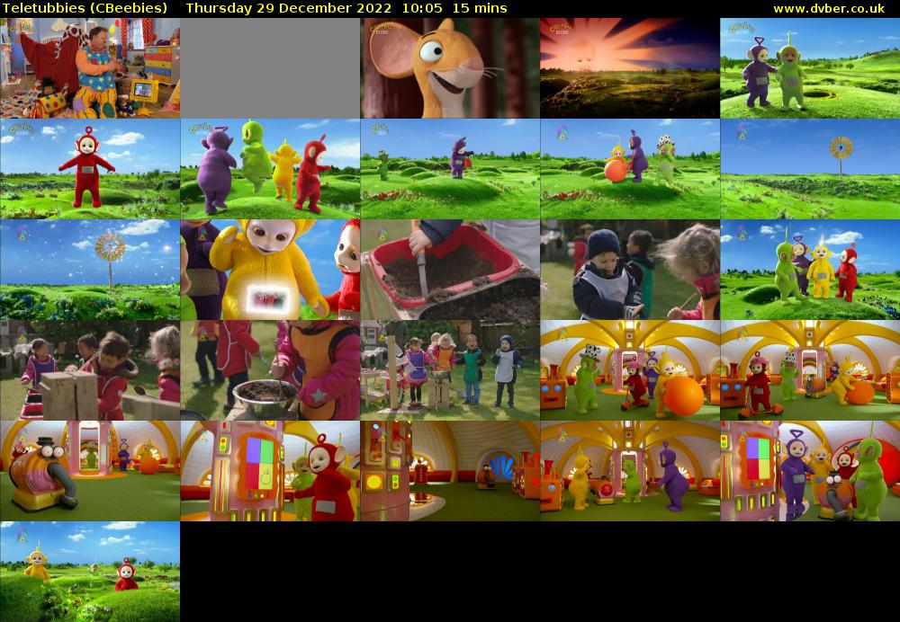 Teletubbies (CBeebies) Thursday 29 December 2022 10:05 - 10:20