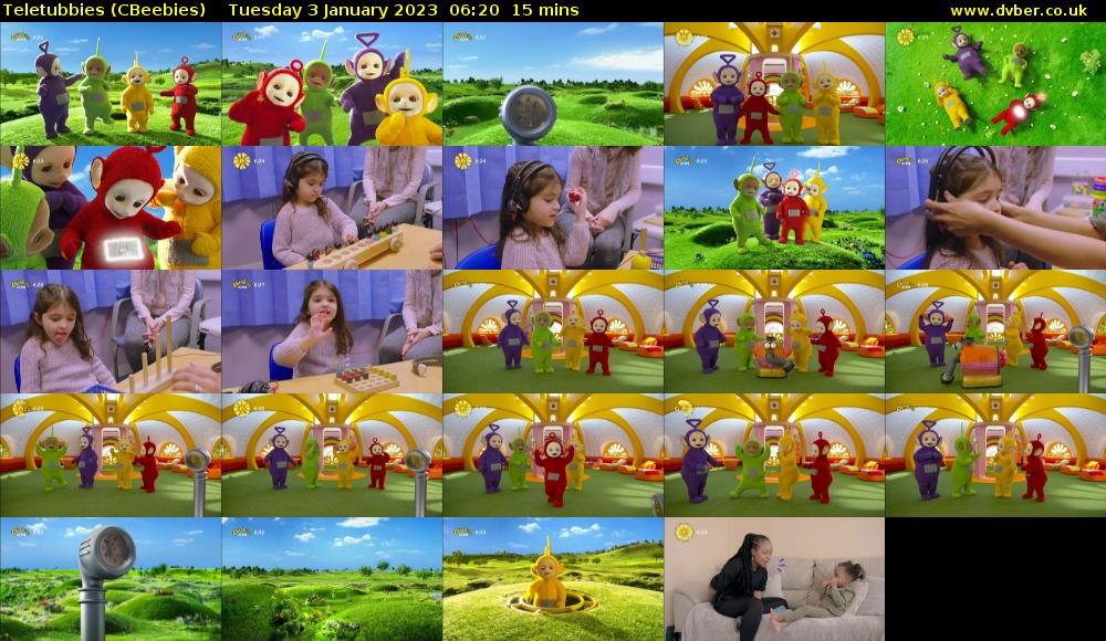 Teletubbies (CBeebies) Tuesday 3 January 2023 06:20 - 06:35