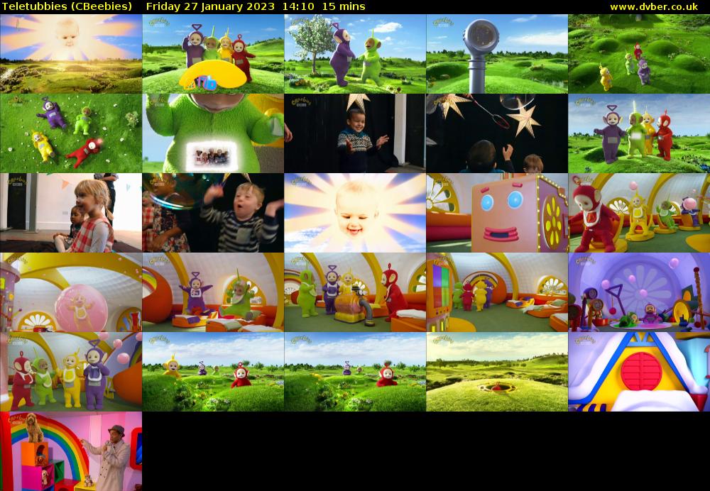 Teletubbies (CBeebies) Friday 27 January 2023 14:10 - 14:25