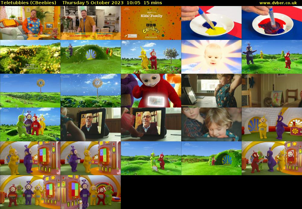 Teletubbies (CBeebies) Thursday 5 October 2023 10:05 - 10:20