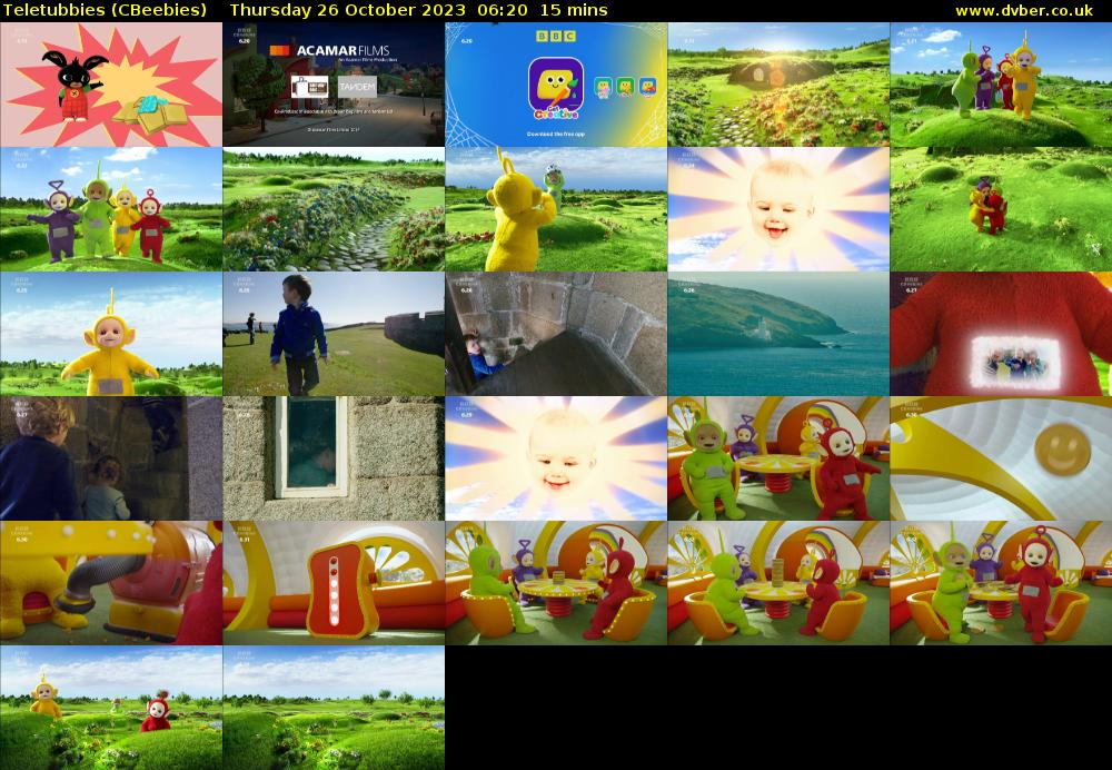 Teletubbies (CBeebies) Thursday 26 October 2023 06:20 - 06:35