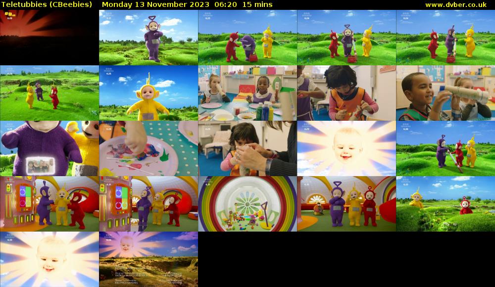 Teletubbies (CBeebies) Monday 13 November 2023 06:20 - 06:35