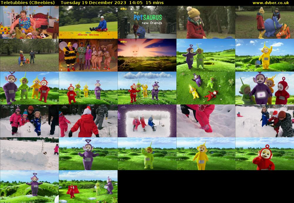 Teletubbies (CBeebies) Tuesday 19 December 2023 14:05 - 14:20