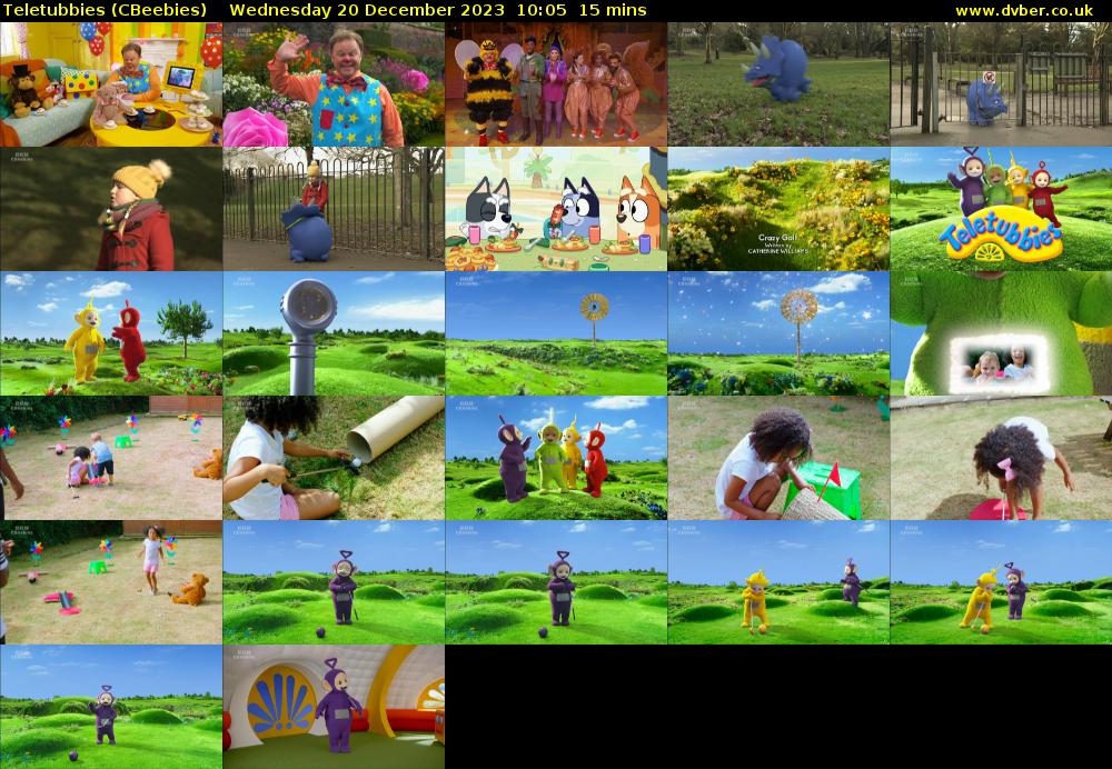 Teletubbies (CBeebies) Wednesday 20 December 2023 10:05 - 10:20