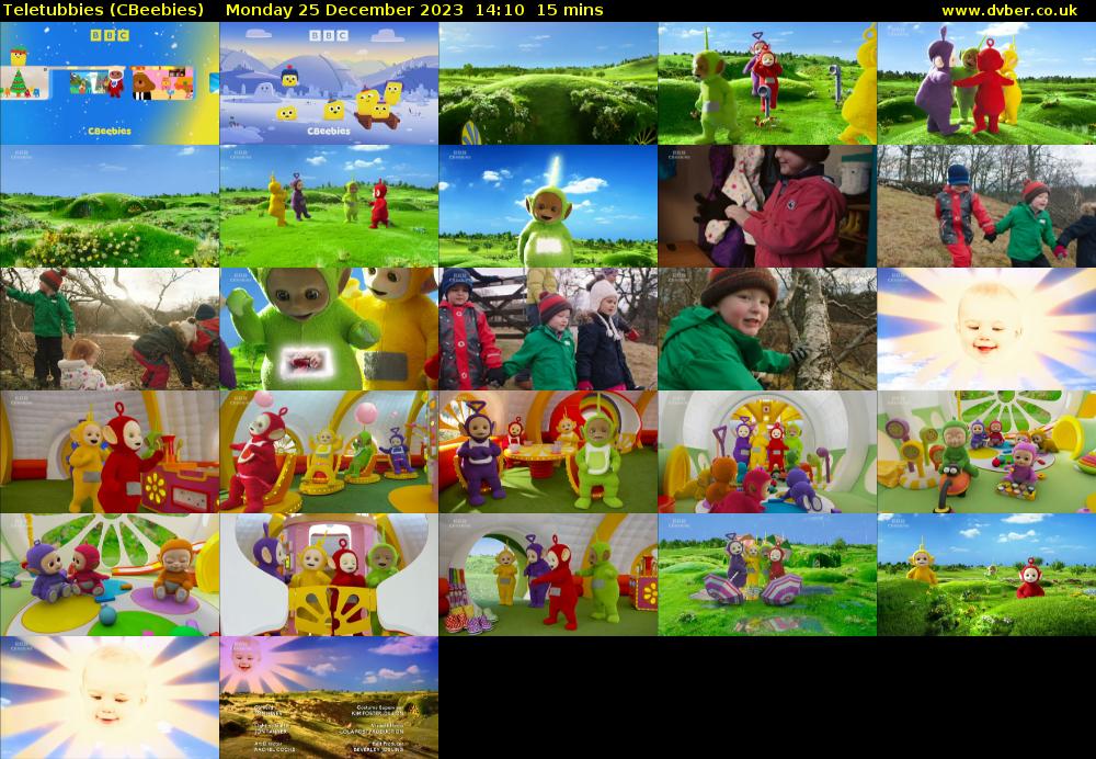Teletubbies (CBeebies) Monday 25 December 2023 14:10 - 14:25