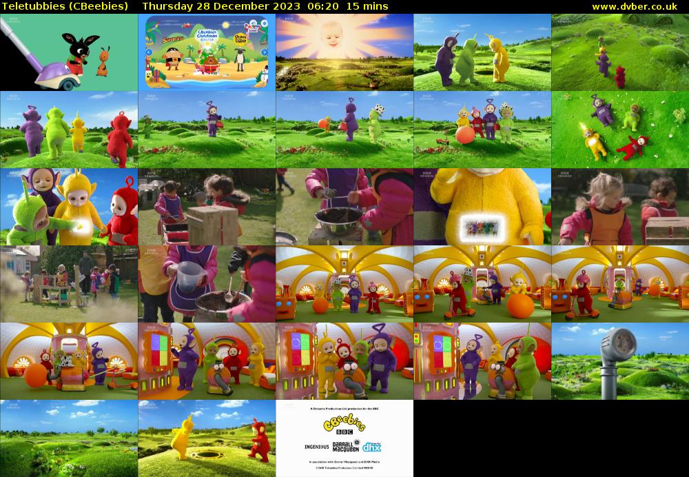 Teletubbies (CBeebies) Thursday 28 December 2023 06:20 - 06:35