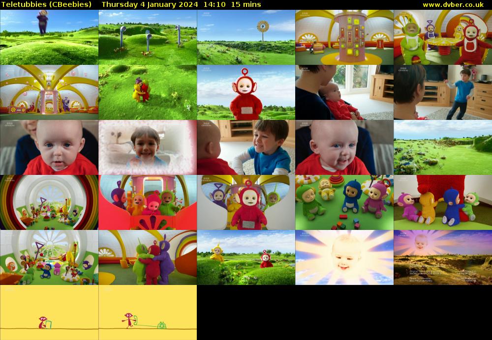 Teletubbies (CBeebies) Thursday 4 January 2024 14:10 - 14:25