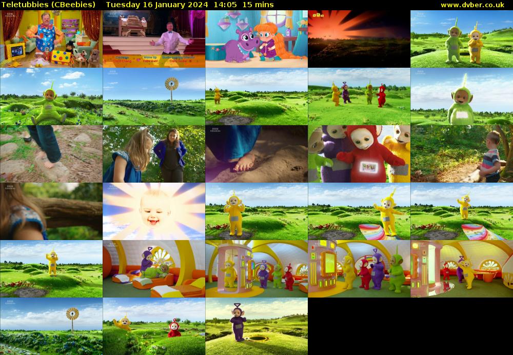 Teletubbies (CBeebies) Tuesday 16 January 2024 14:05 - 14:20