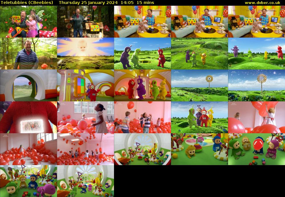 Teletubbies (CBeebies) Thursday 25 January 2024 14:05 - 14:20