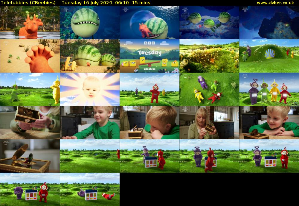 Teletubbies (CBeebies) Tuesday 16 July 2024 06:10 - 06:25