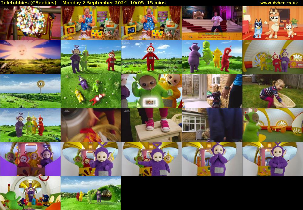 Teletubbies (CBeebies) Monday 2 September 2024 10:05 - 10:20