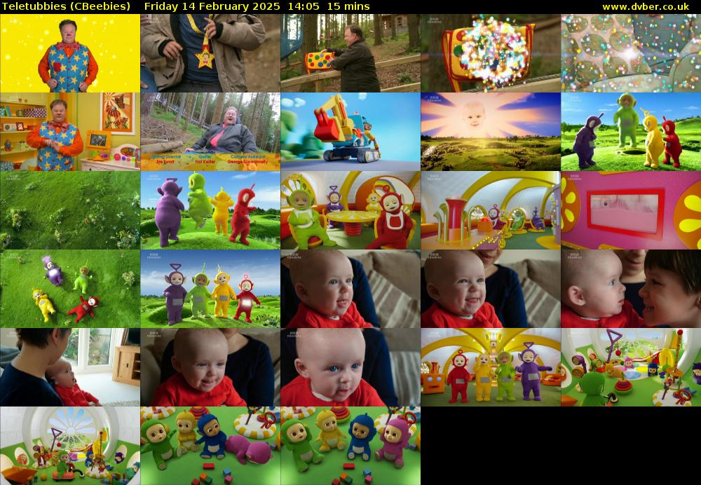 Teletubbies (CBeebies) Friday 14 February 2025 14:05 - 14:20