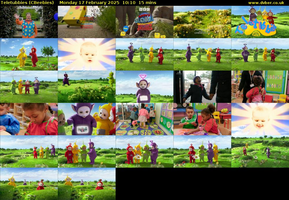 Teletubbies (CBeebies) Monday 17 February 2025 10:10 - 10:25
