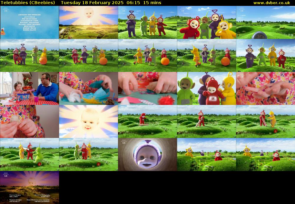 Teletubbies (CBeebies) Tuesday 18 February 2025 06:15 - 06:30