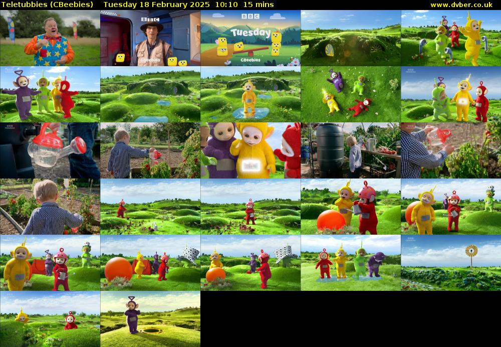 Teletubbies (CBeebies) Tuesday 18 February 2025 10:10 - 10:25