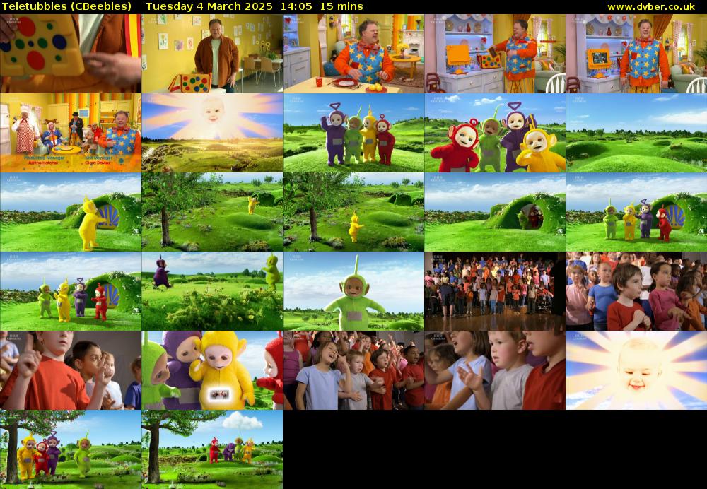 Teletubbies (CBeebies) Tuesday 4 March 2025 14:05 - 14:20