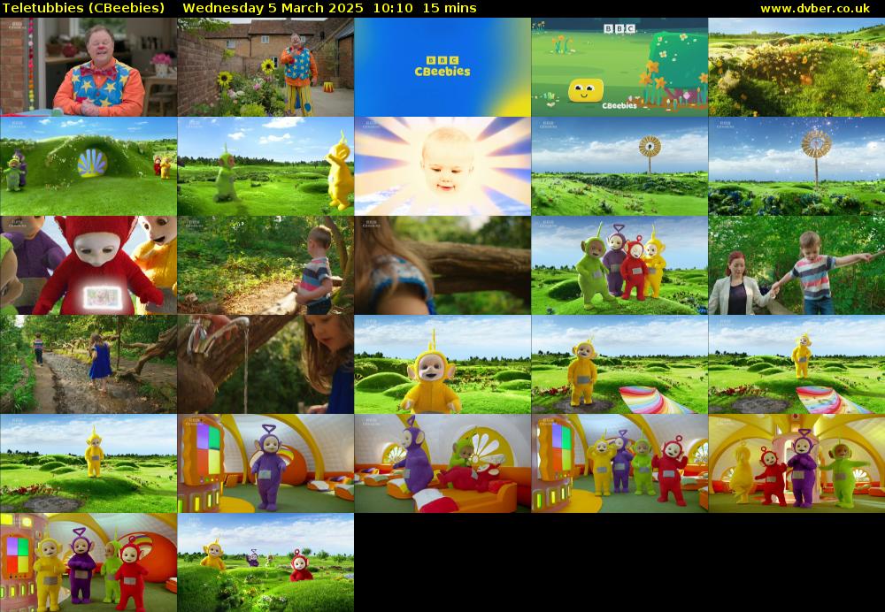 Teletubbies (CBeebies) Wednesday 5 March 2025 10:10 - 10:25