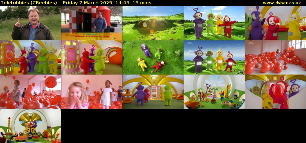 Teletubbies (CBeebies) Friday 7 March 2025 14:05 - 14:20