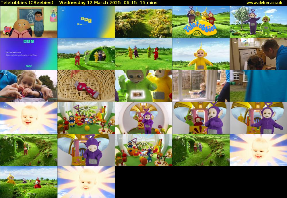 Teletubbies (CBeebies) Wednesday 12 March 2025 06:15 - 06:30