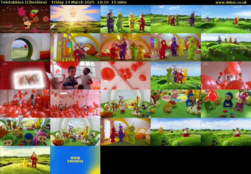 Teletubbies (CBeebies) Friday 14 March 2025 10:10 - 10:25