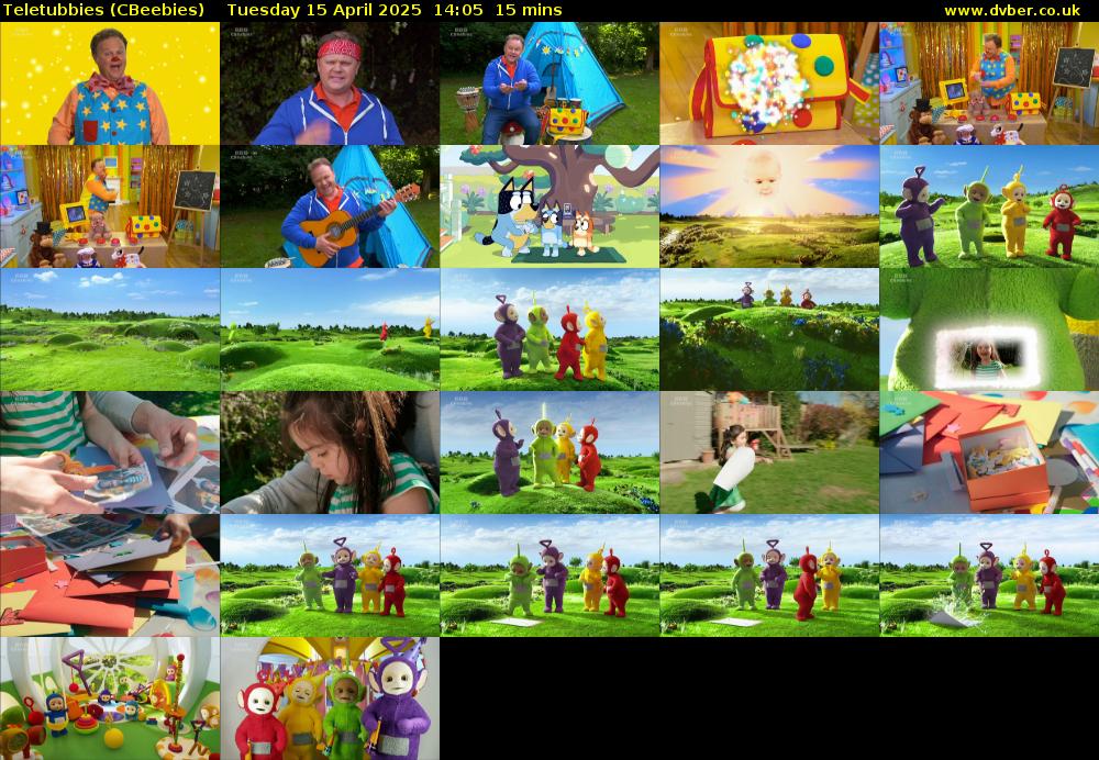 Teletubbies (CBeebies) Tuesday 15 April 2025 14:05 - 14:20