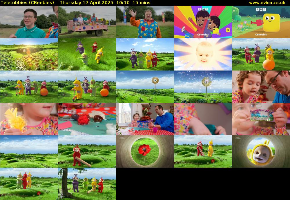 Teletubbies (CBeebies) Thursday 17 April 2025 10:10 - 10:25