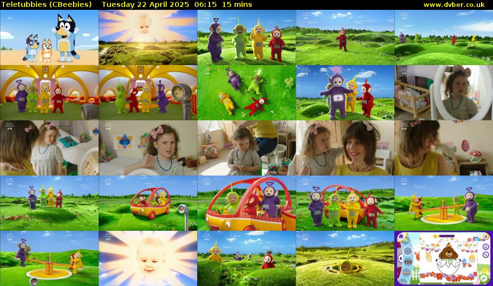 Teletubbies (CBeebies) Tuesday 22 April 2025 06:15 - 06:30