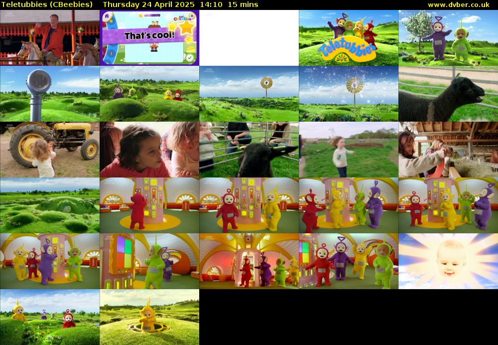Teletubbies (CBeebies) Thursday 24 April 2025 14:10 - 14:25