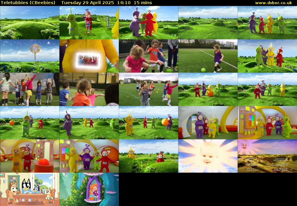 Teletubbies (CBeebies) Tuesday 29 April 2025 14:10 - 14:25
