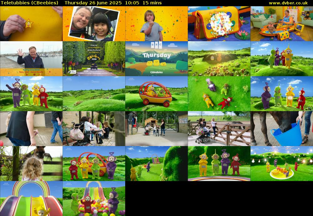 Teletubbies (CBeebies) Thursday 26 June 2025 10:05 - 10:20