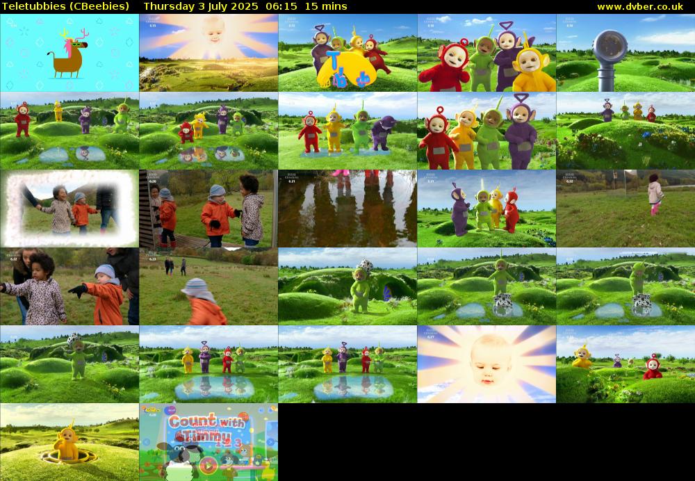 Teletubbies (CBeebies) Thursday 3 July 2025 06:15 - 06:30